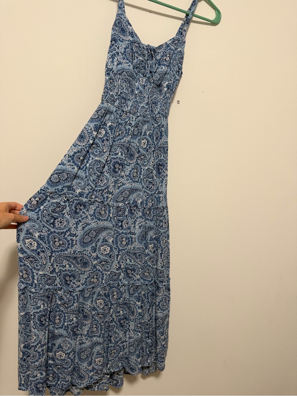 Hollister Blue Paisley Spaghetti-Strap Maxi Dress